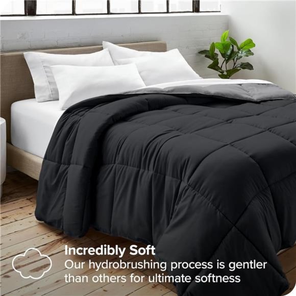 Queen Comforter - Reversible Colors - Goose Down Alternative - Ultra-Soft - Picture 5 of 7